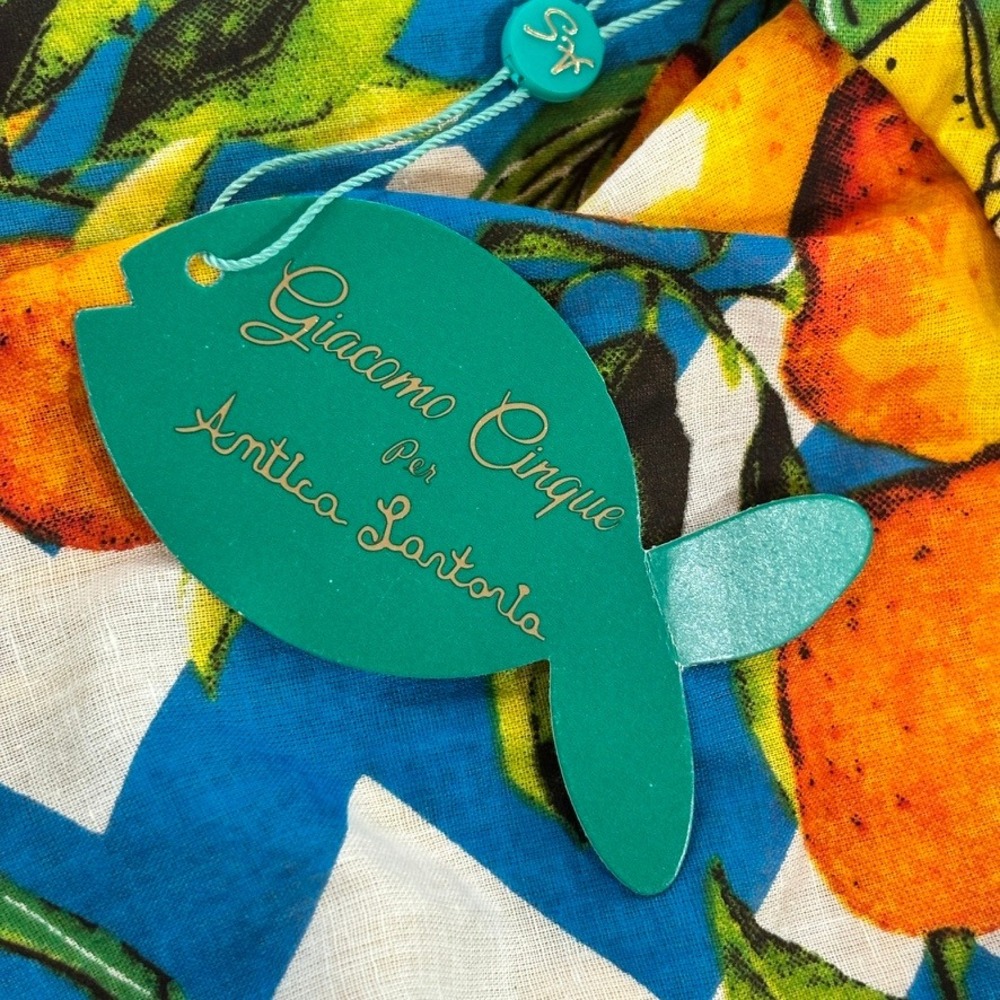 Antica Sartoria by Giacomo Cinque Citrus Print Cotton Shoulder Bag Italy NWT - Picture 2 of 6